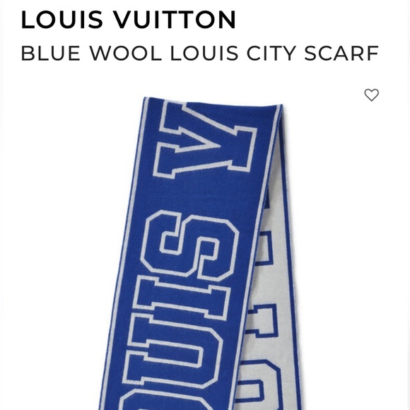 BRAND NEW WITHOUT TAG LOUIS VUITTON BLUE WOOL LOUIS CITY SCARF - Picture 1 of 5